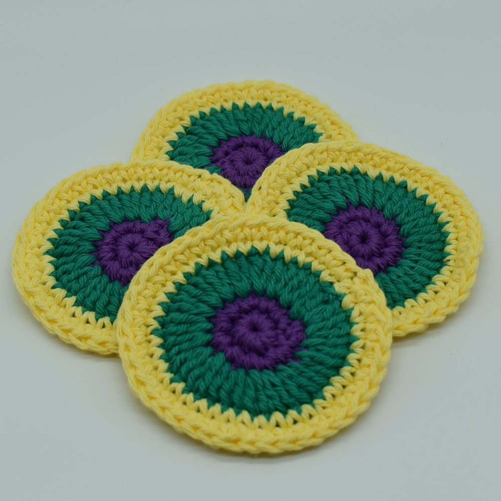 Hand Crafted Crochet coasters set of four - Picture 3 of 5